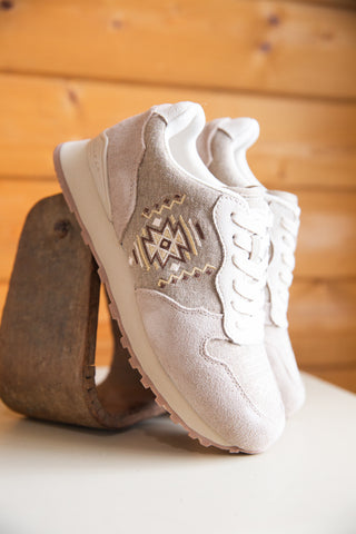 Taupe Suede & Aztec Jogger Shoe