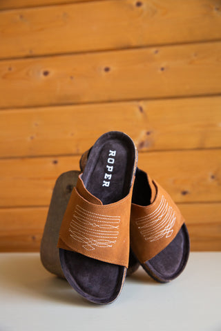 The Savannah Stitch Sandal in Tan Suede