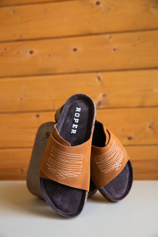 The Savannah Stitch Sandal in Tan Suede