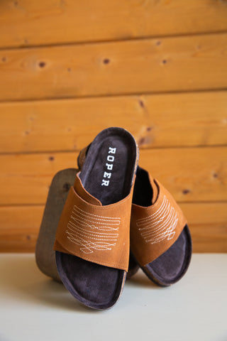 The Savannah Stitch Sandal in Tan Suede