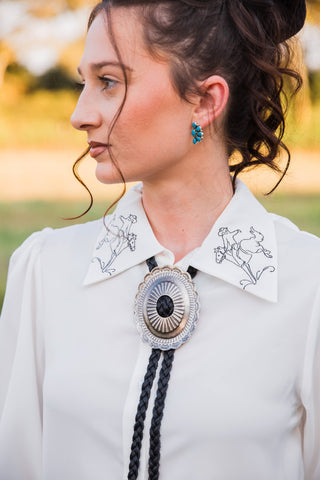 Vestige Braided Black Concho Necklace