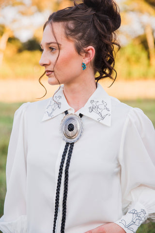 Vestige Braided Black Concho Necklace