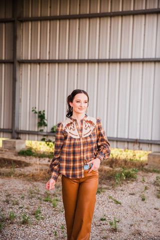 Plaid Horse Blouse