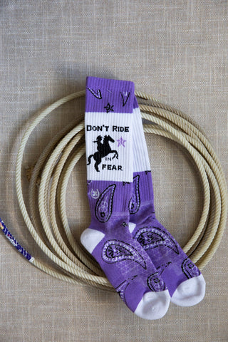 Don't Ride in Fear Lavender Performance Socks