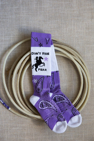 Don't Ride in Fear Lavender Performance Socks