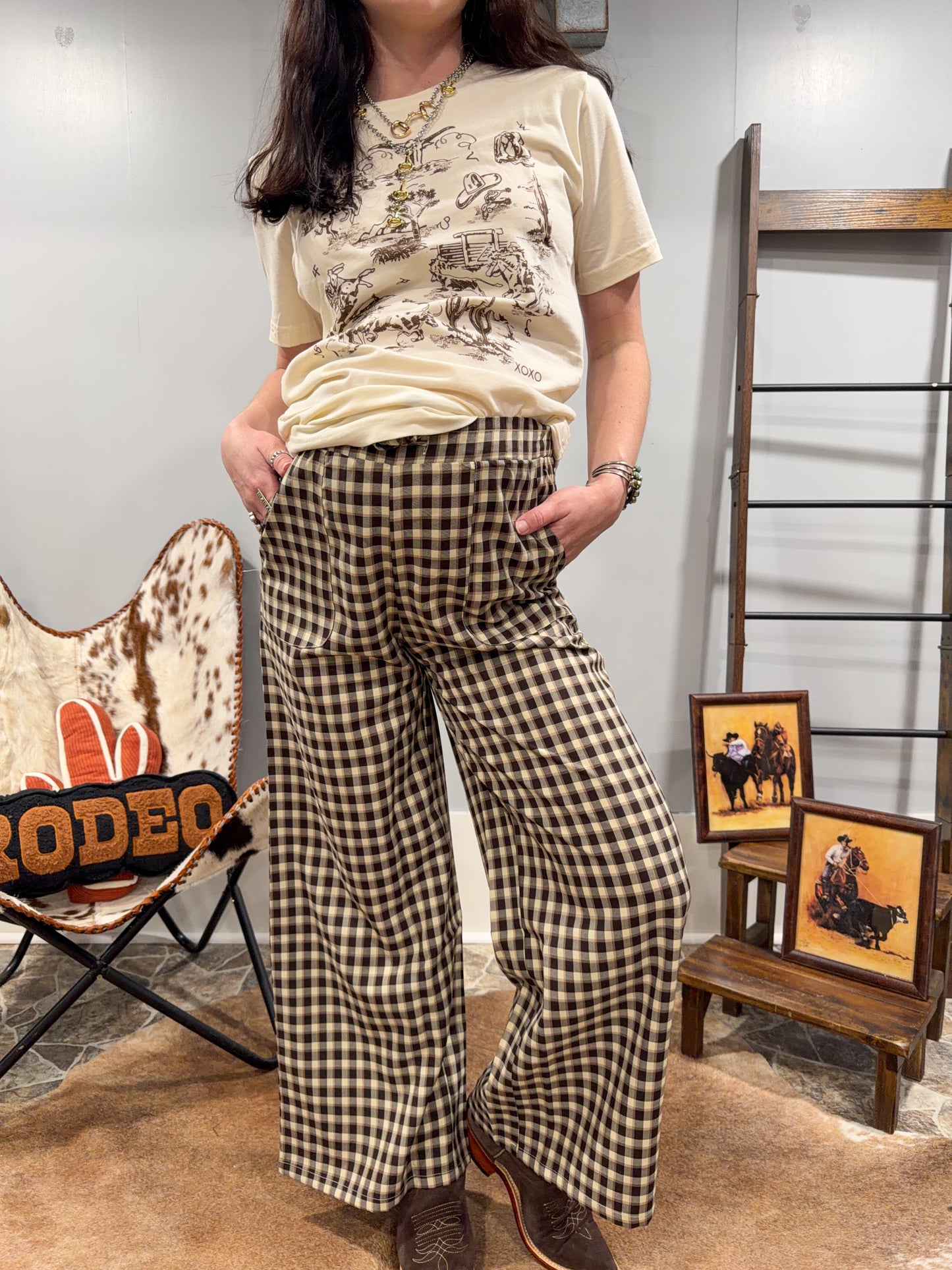 Midnight Rodeo Pants - Classic Black Gingham Style
