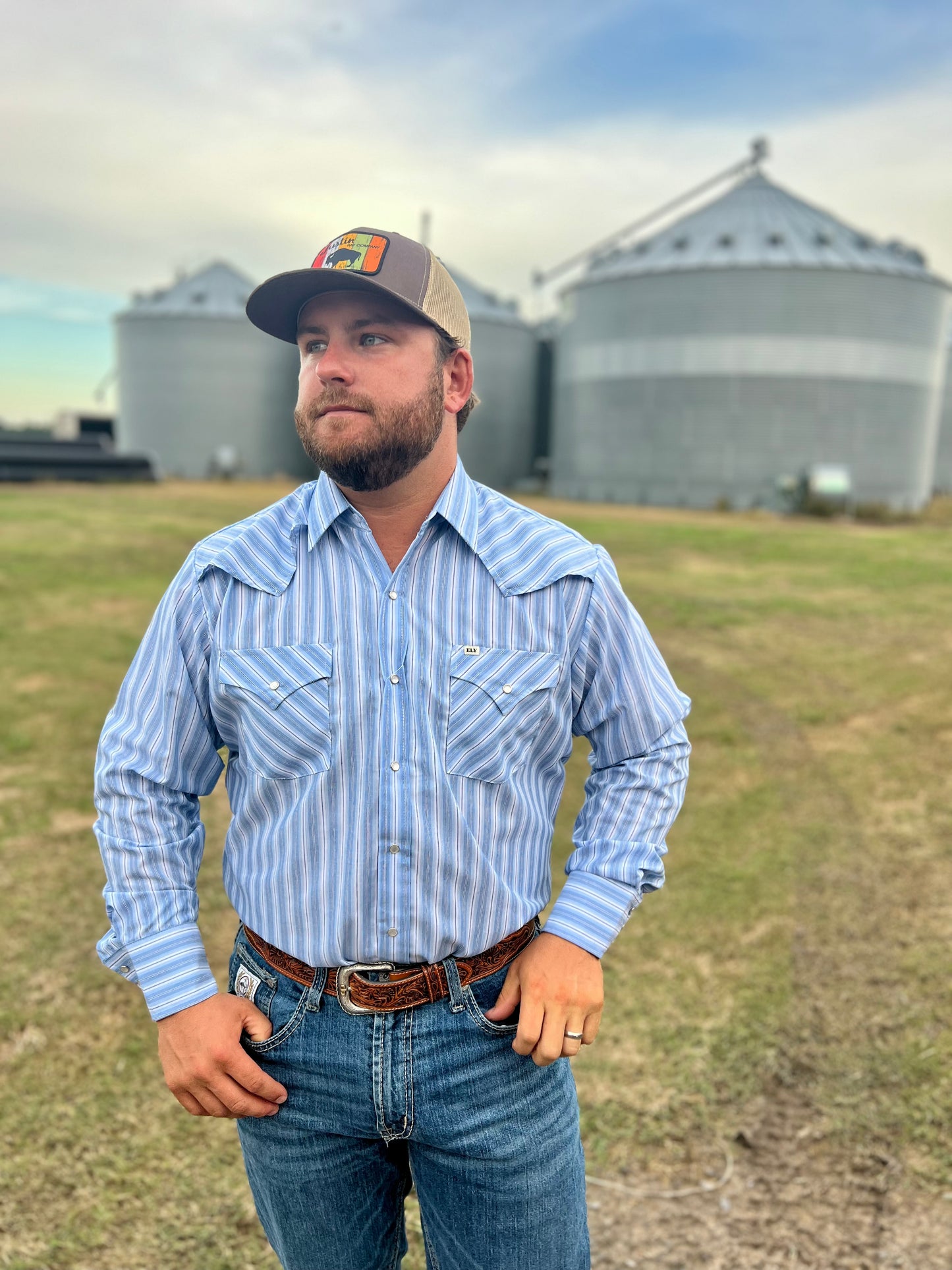 Pro Outdoor Stripe Pearl Snap- Long Sleeve (mult. Colors)