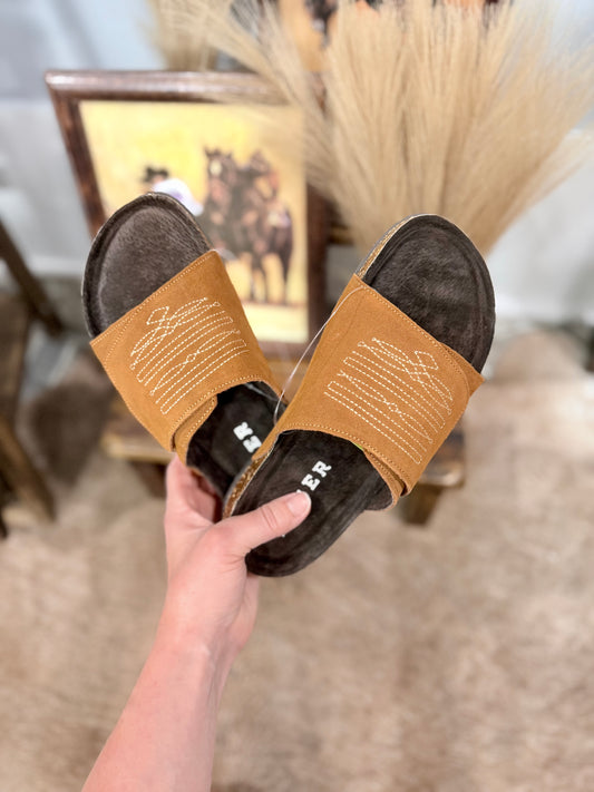 The Savannah Stitch Sandal- Tan Suede