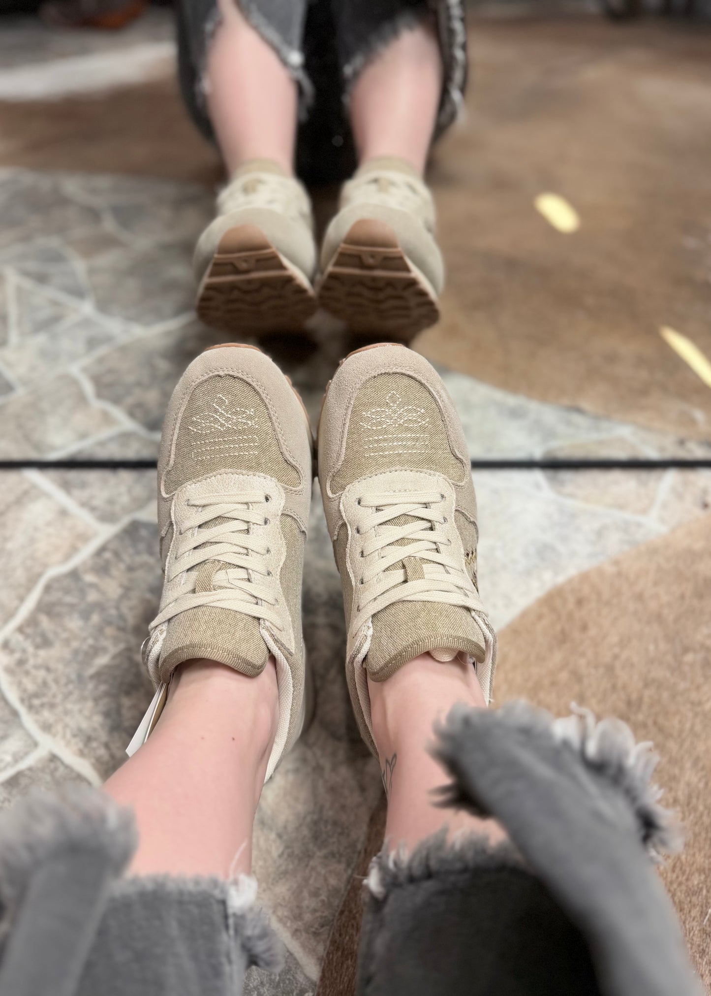 Taupe Suede & Aztec Jogger Shoe