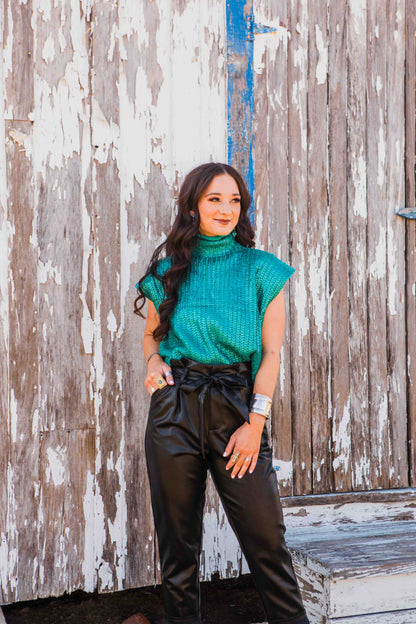 The Metallic Foil Sweater- Emerald