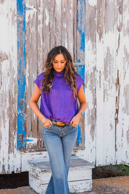 The Metallic Foil Sweater- Purple