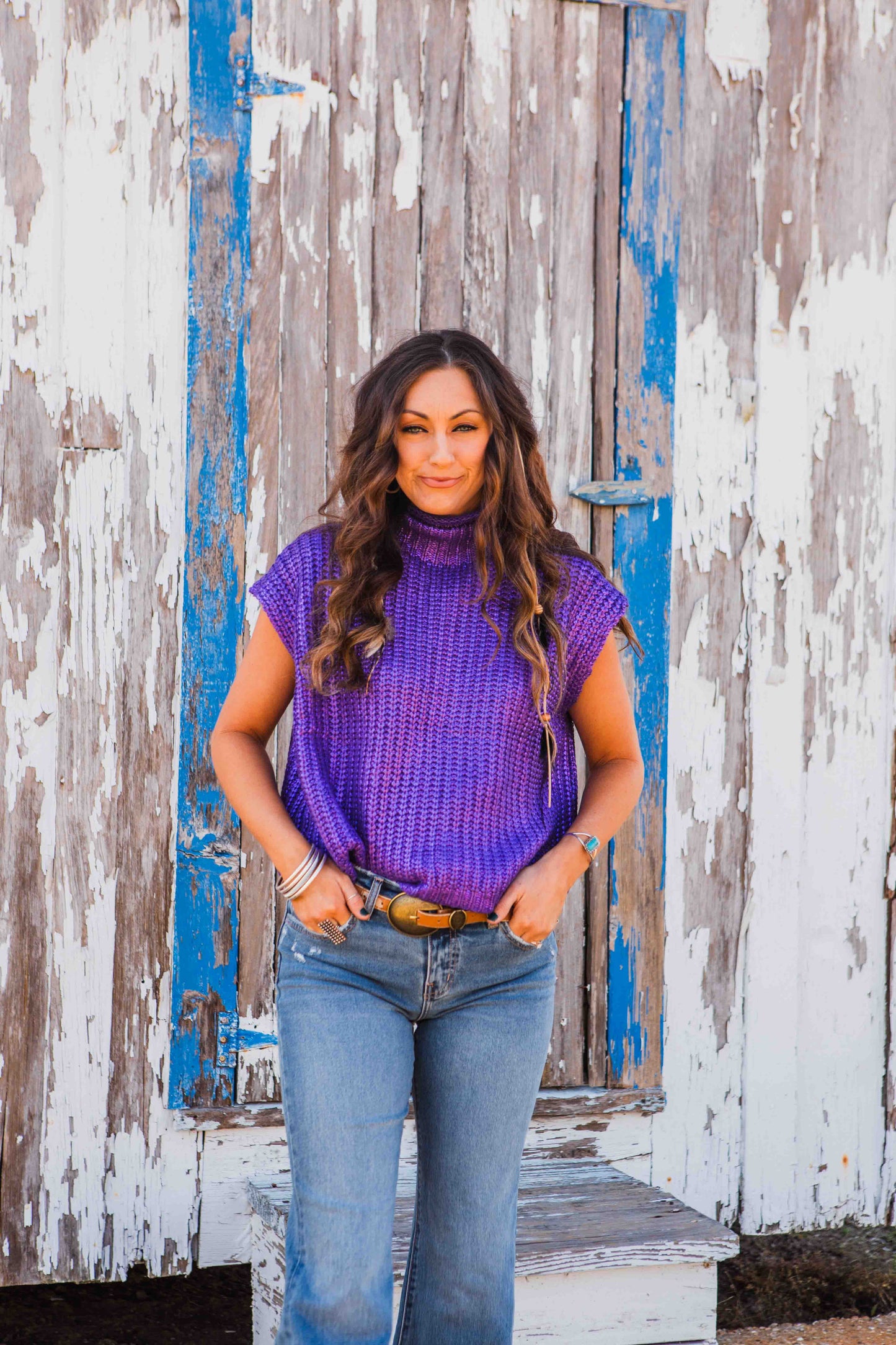 The Metallic Foil Sweater- Purple