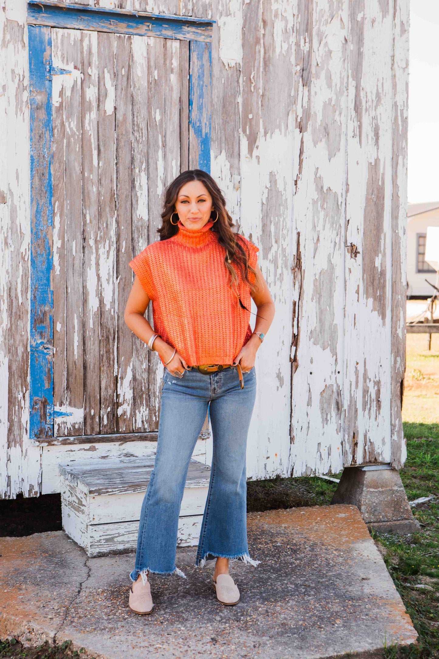 The Metallic Foil Sweater- Orange