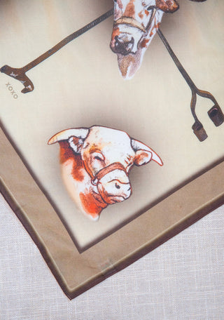 Cattle Guard Shorty Wildrag in a 70% cotton, 30% silk blend, measuring 26 x 26 inches.