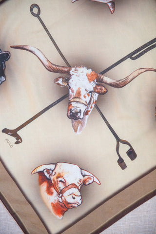 XOXO Art & Co Cattle Guard Shorty Wildrag featuring original paint-and-paper artwork.