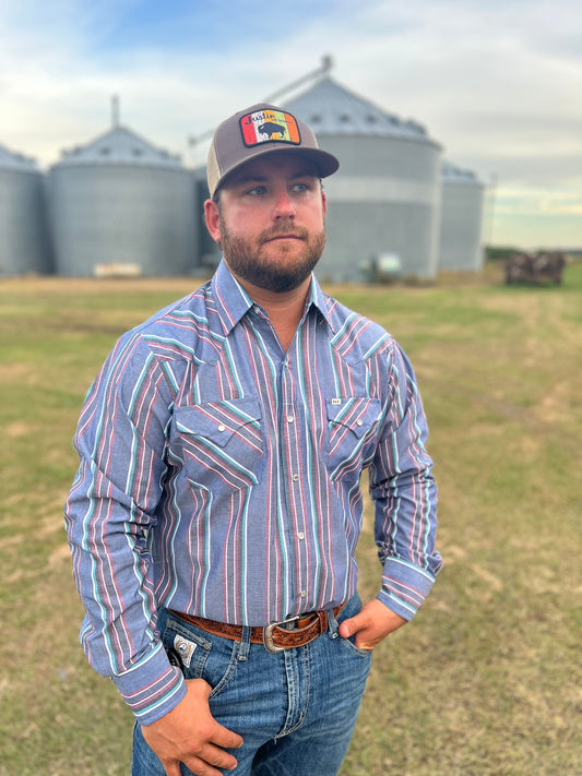 Assorted Stripe Pearl Snap- Long Sleeve (mult. Colors)