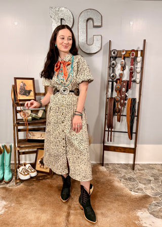 The Prairie Leopard Midi Dress