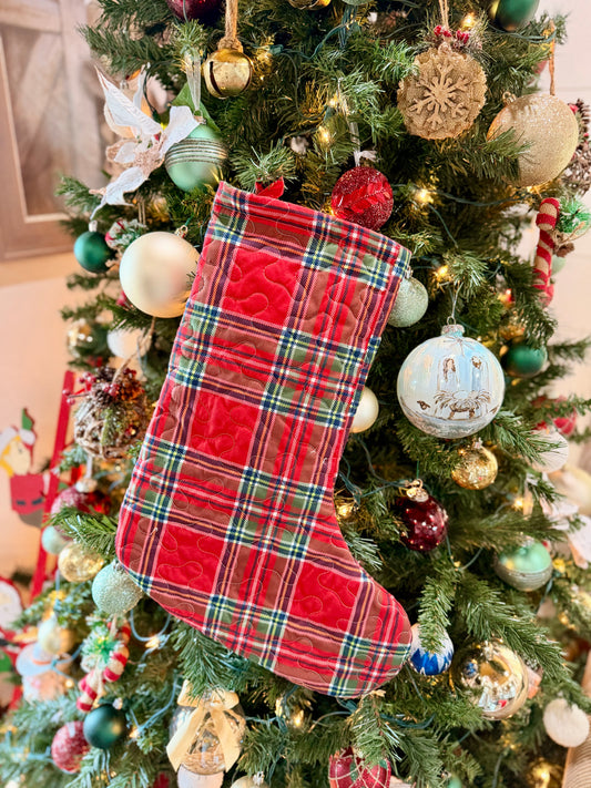 Carrie Plaid Floral Quilted Stocking