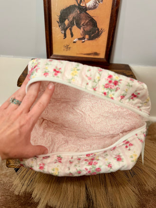 Wilshire Stripe Pink Quilted Large Makeup Bag