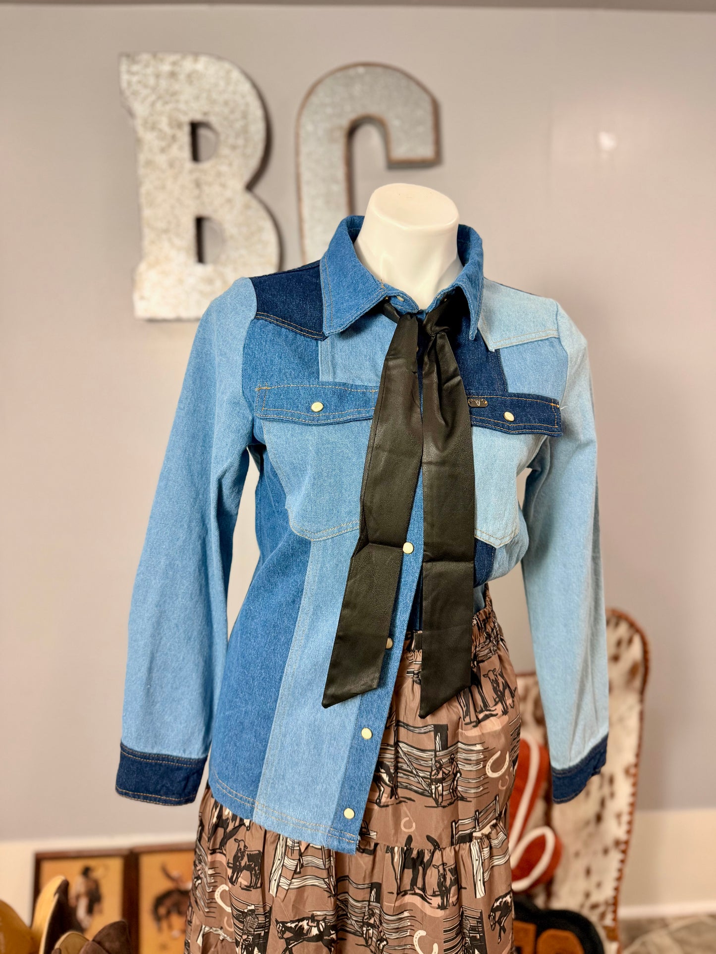 Color Block Pearl Snap Shirt
