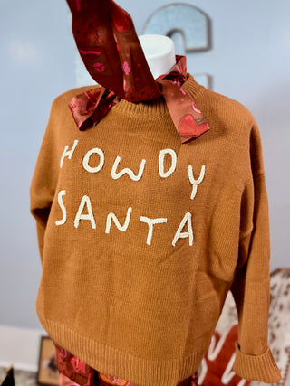 Howdy Santa Sweater in Camel