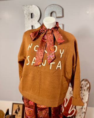 Howdy Santa Sweater in Camel