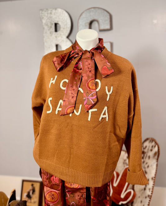 Howdy Santa Sweater in Camel