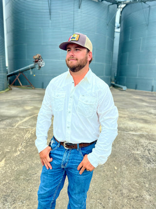 The Core Pearl Snap in White Long Sleeve