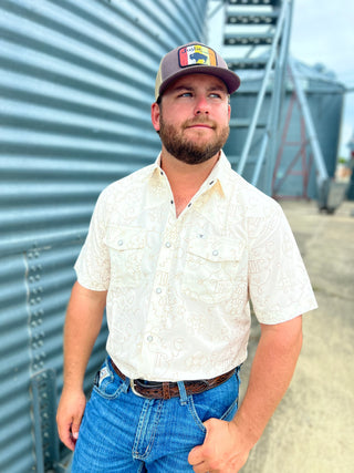 The Carson - Beige Pearl Snap Shirt