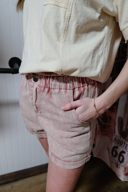 Rose Paperbag Twill Shorts