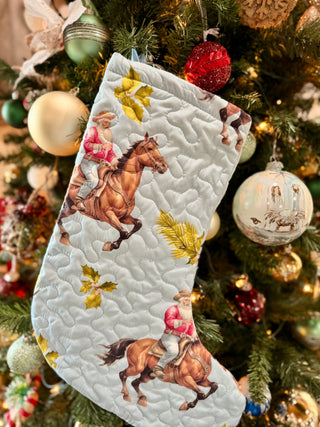 Cowboy Christmas Blue Quilted Stocking
