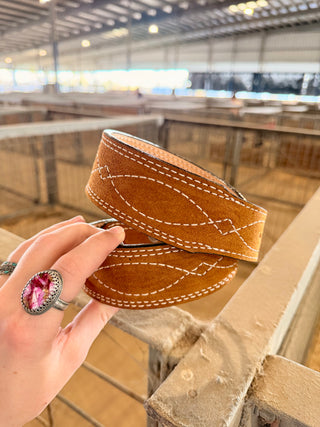 Toast Suede Tapered Belt