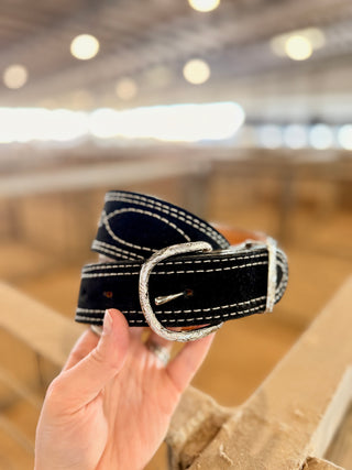 Black Suede Tapered Belt