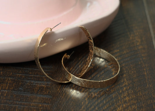 Hammered Gold Hoop Earrings