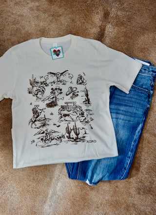 Western Toile Graphic Tee
