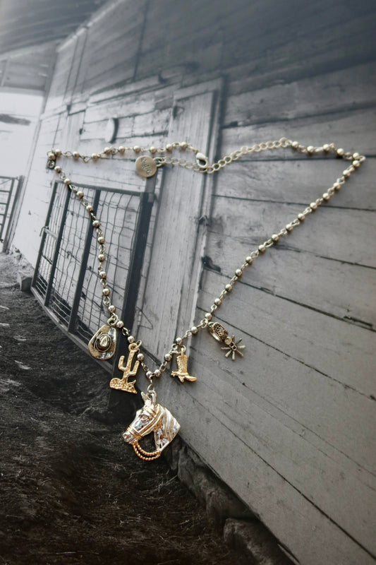 18K Two Tone Western Charm Necklace
