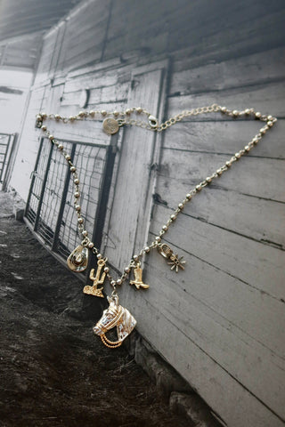 18K Two Tone Western Charm Necklace
