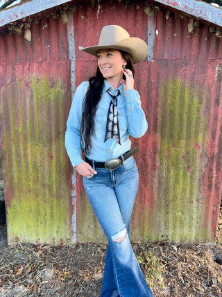 The Marianne Denim Pearl Snap Shirt