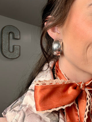 Flower Stamped Hoop Earring