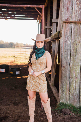 The Clementine Floral Mustard Dress