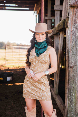 The Clementine Floral Mustard Dress