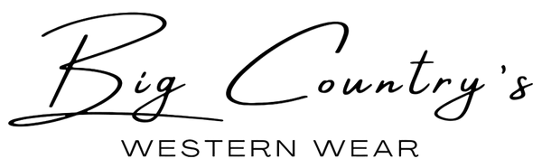Logo of Big Country's Western Wear with a stylized font.
