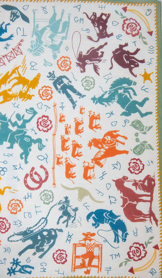 XOXO Art & Co Smiley Pockets Shorty Wildrag featuring original paint-and-paper artwork in a cotton-silk blend.