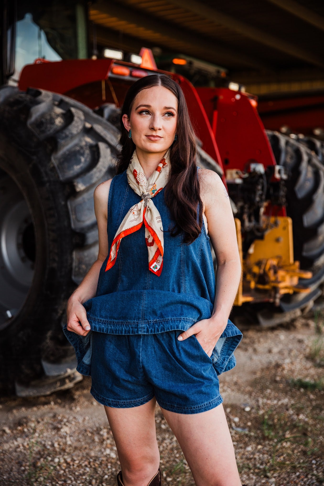 women's western inspired blue haven shorts with side pockets and elastic waistband