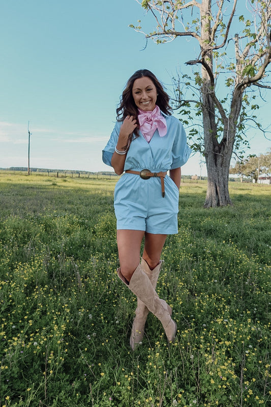 Chambray Poplin Romper - Big Country's Western WearSmall