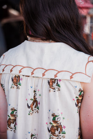 Cowboy Embroidery Dress by Howdy Hanny cream Western mini dress
