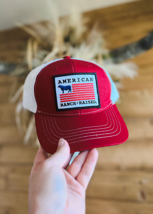 Red American Ranch Raised Youth Trucker