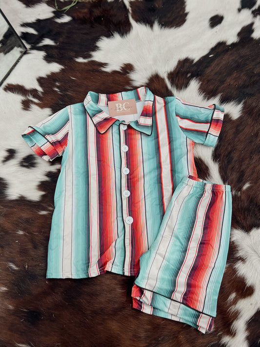 Striped Cowboy Pajama Set- Kids