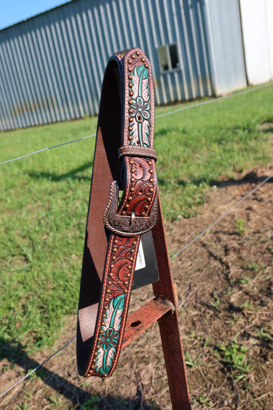 Annie Feather Tooled Belt