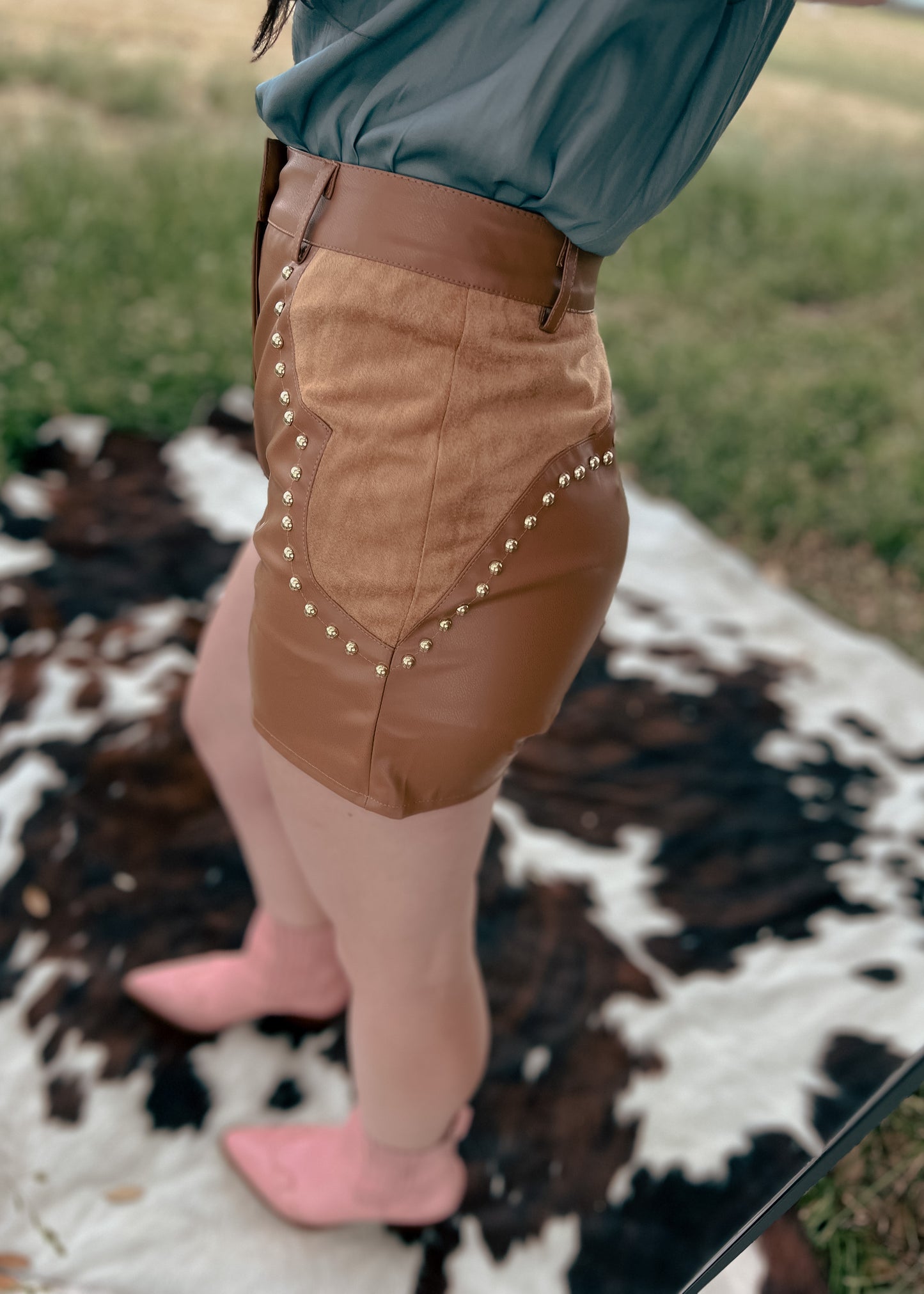 Suede Studded Shorts